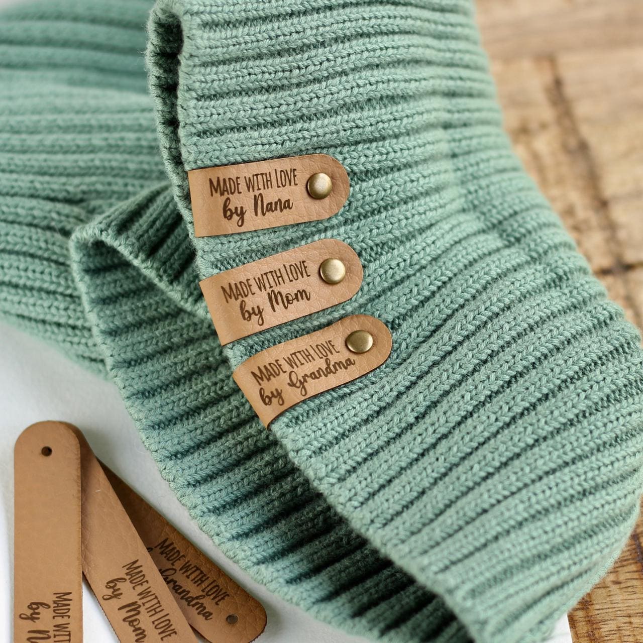 Custom Knitting Tags - Set of Personalized Faux Leather Labels for