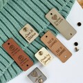 Custom Leatherette Tags for Crochet and Knits - Rivets included - Use your logo or personalized text - Size 2.3x0.75" (Small) product logo