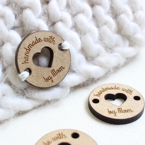 Wooden buttons with custom name for handmade items
