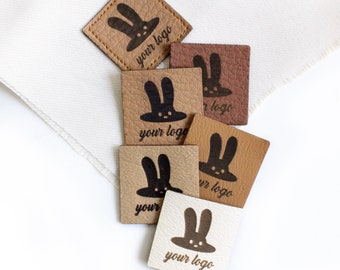 Faux leather Sewing Tags with Custom Logo (1x1') For Bags and Accessories
