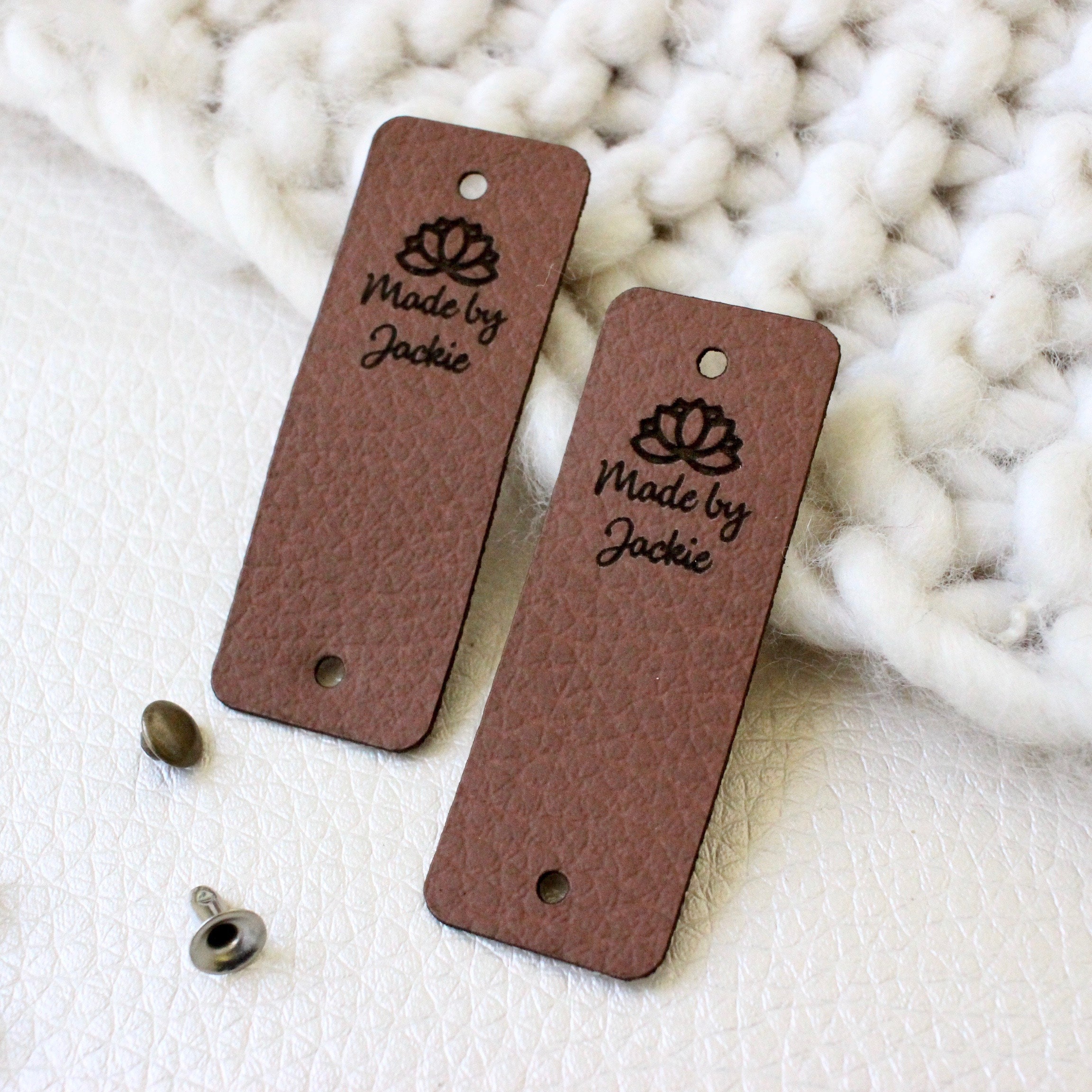 Leather Tags for Handmade Items, Knits and Crochet Labels, Faux Leather  Cinnamon Color With Personalized Name -  Norway