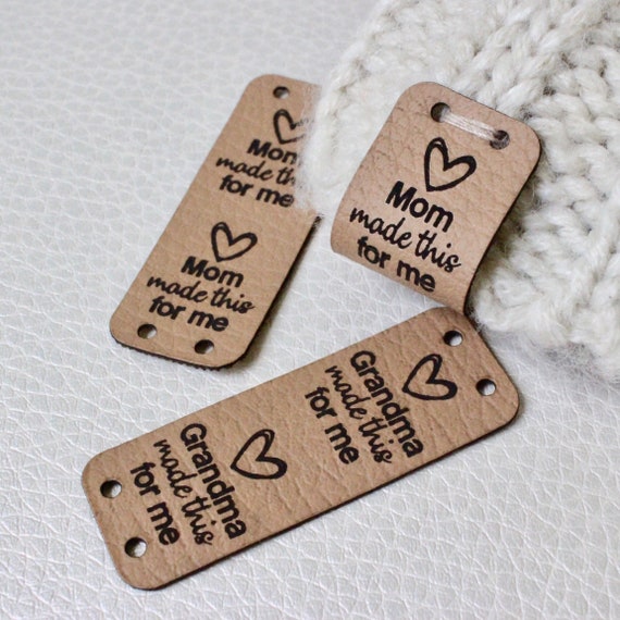 Custom Tags for Knits and Crochet, Faux Leather Labels for Handmade Items, Leather  Tags With Rivets, Tags for Knitted Hats 