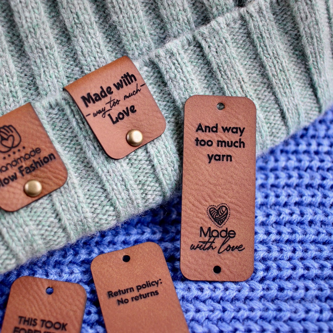 Faux Leather Knitting Tags Witn Funny Messages, Rivets Included (set of ...