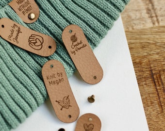 Tags for handmade items, knits & crochet with custom logo or text - size 2.3x0.75"