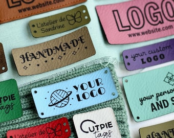 Aangepaste logolabels van imitatieleer - wasbaar - personaliseren met logo of tekst