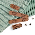 Custom Tags For Knitting And Crochet, Faux Leather Labels For Handmade Items with Logo, Leather Tags With Rivets, Tags For Knitted Gifts