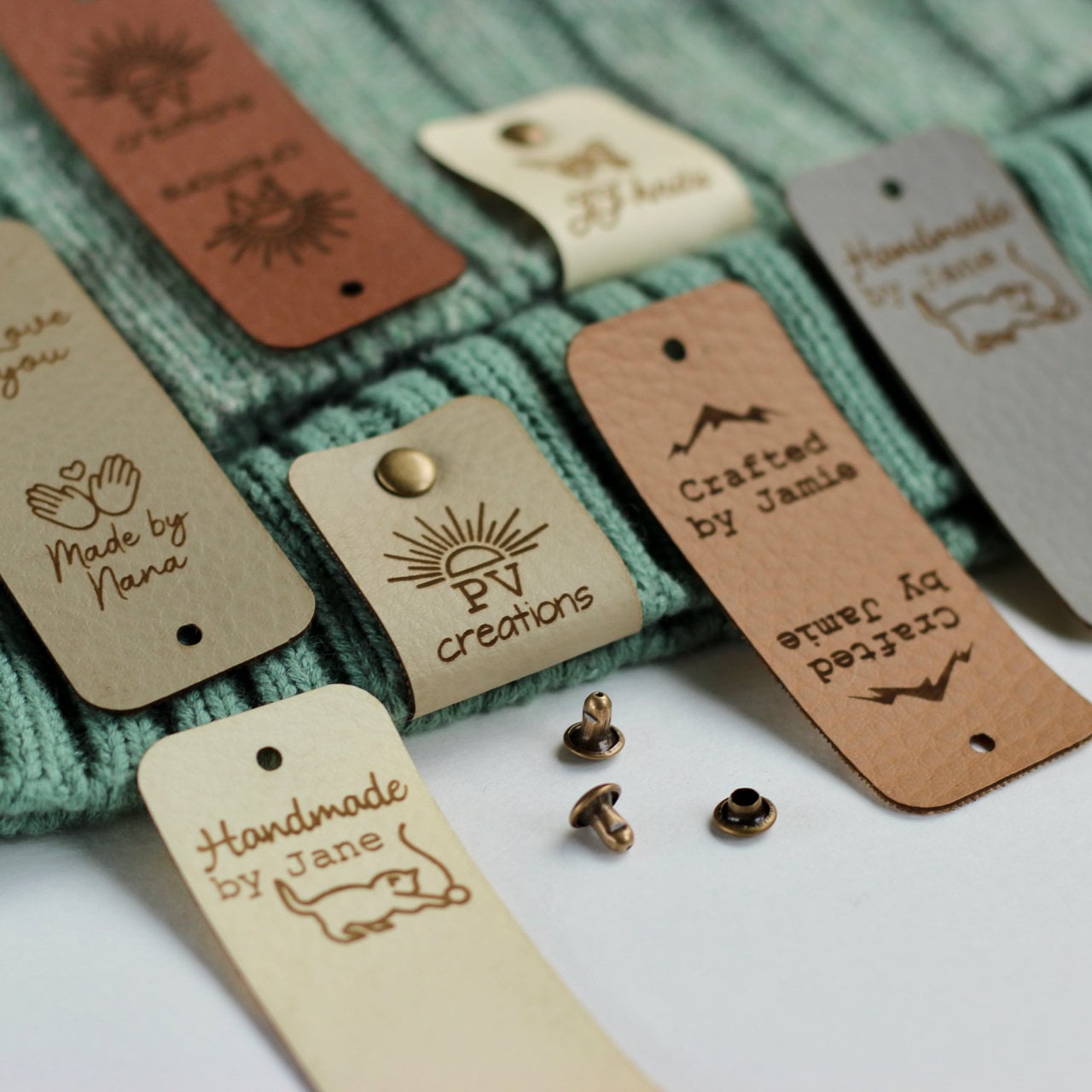 Tags for Crochet With Rivet Snaps - Personalize With Custom Logo or ...