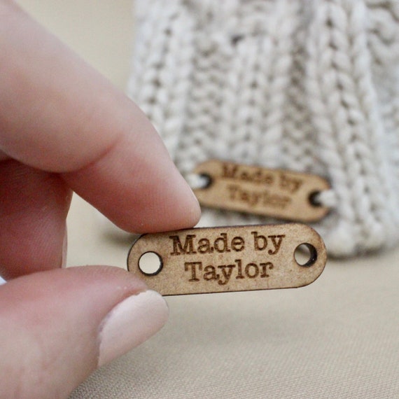 Handmade with love' tags for knits and crochet with rivets - 2.5x0