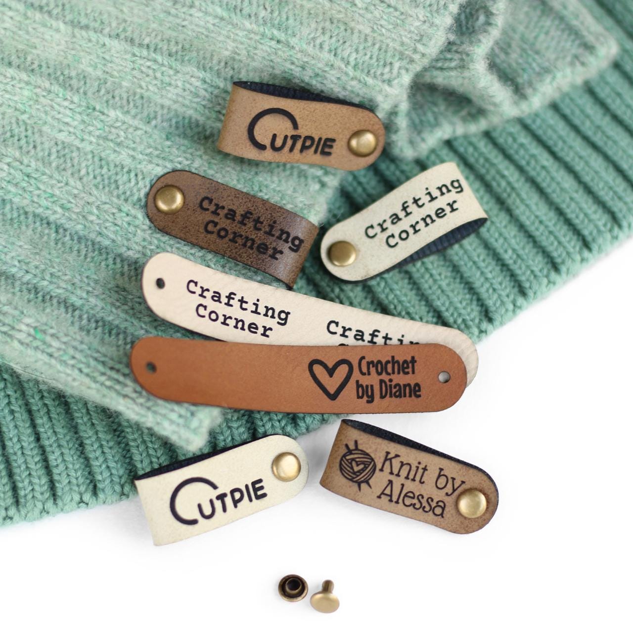 Custom Tags For Knits And Crochet - Size 2.85x0.55 in - Faux Leather