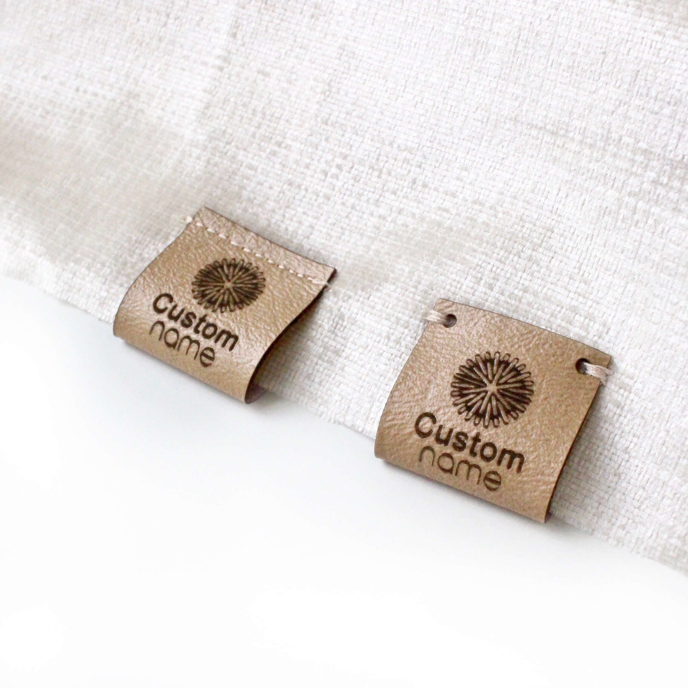 Foldable Labels Faux Leather 2x1 Labels With Logo on | Etsy