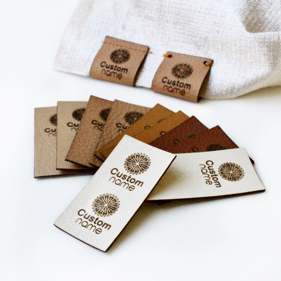 Foldable Labels, Faux Leather 2x1 Labels With Logo on Both Sides or One ...