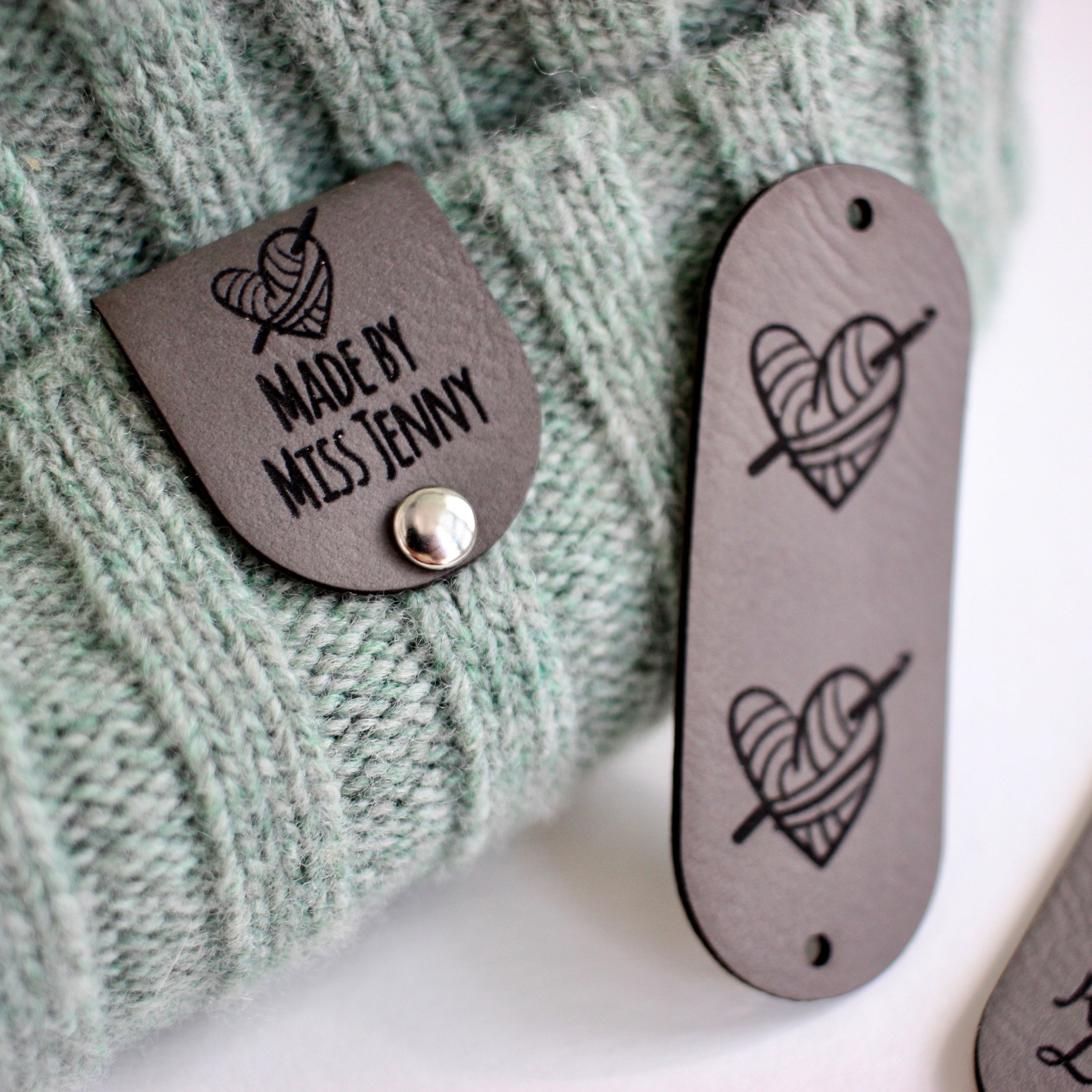 Personalized Faux Leather Tags for Knitted, Handmade or Crochet