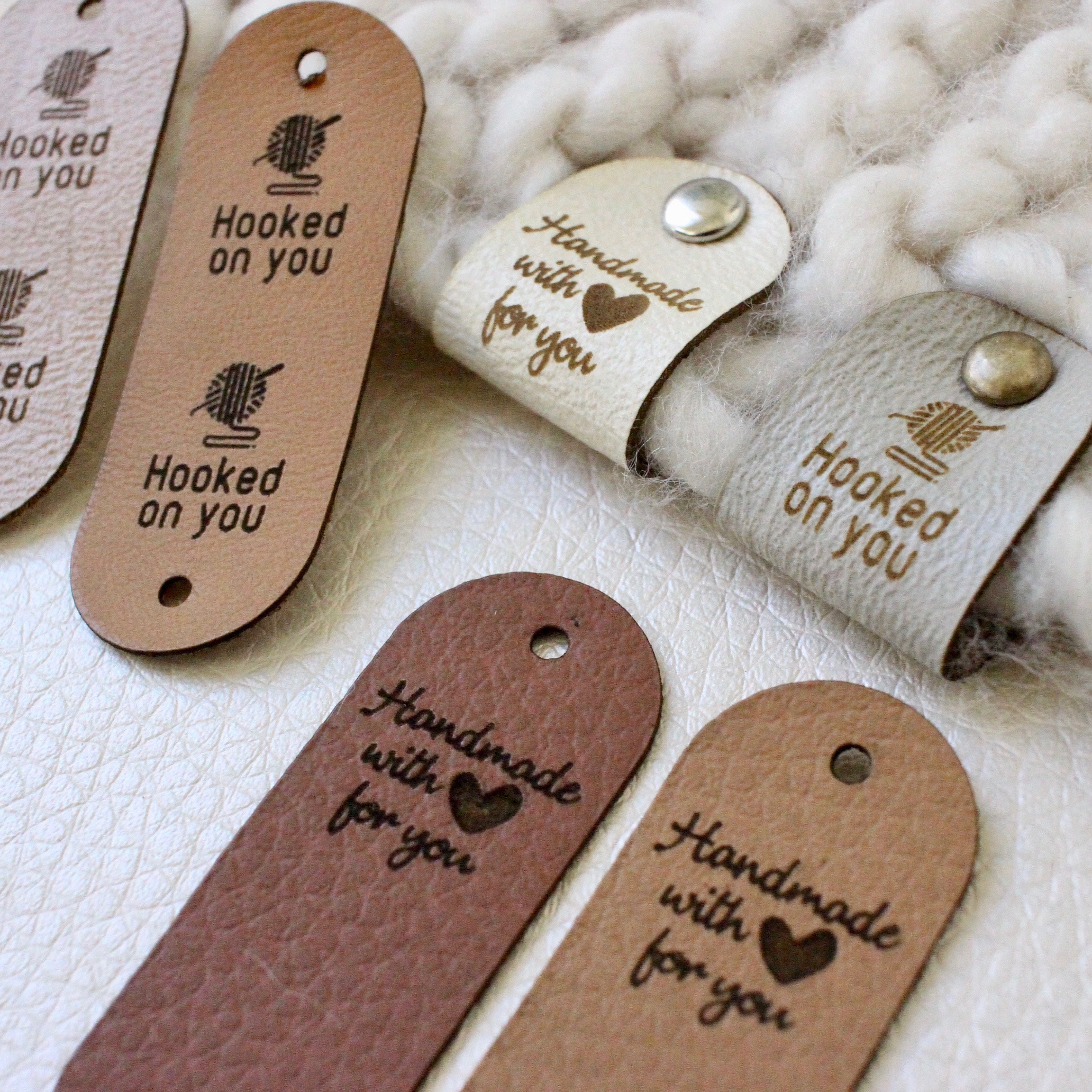 Set of 50 Personalized faux leather labels for knitted Etsy