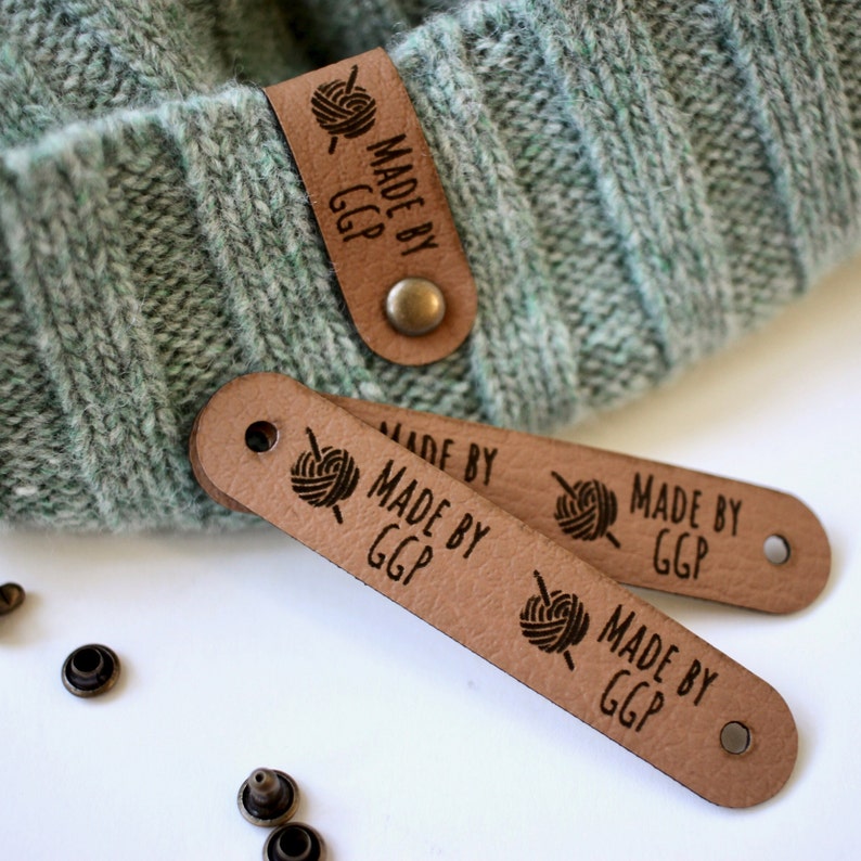 Custom labels for crochet and knitting projects, beanies, blankets, with custom name image 5