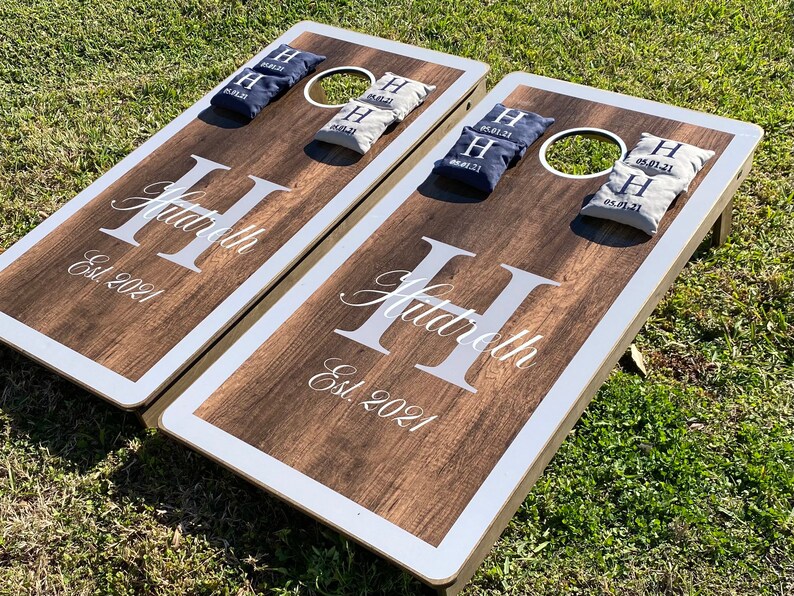 Custom Wedding Cornhole Board package, Cornhole Boards, Outdoor Wedding, RESIN OR CORN filled, Cornhole bags, Wedding Gift 