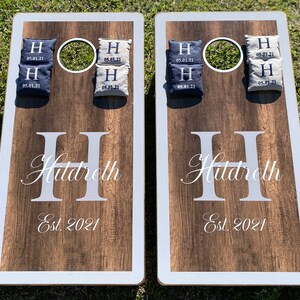 RESIN OR CORN filled Wedding Gift Outdoor Wedding Personalized Monogramed Cornhole Boards Custom Wedding Cornhole Board package