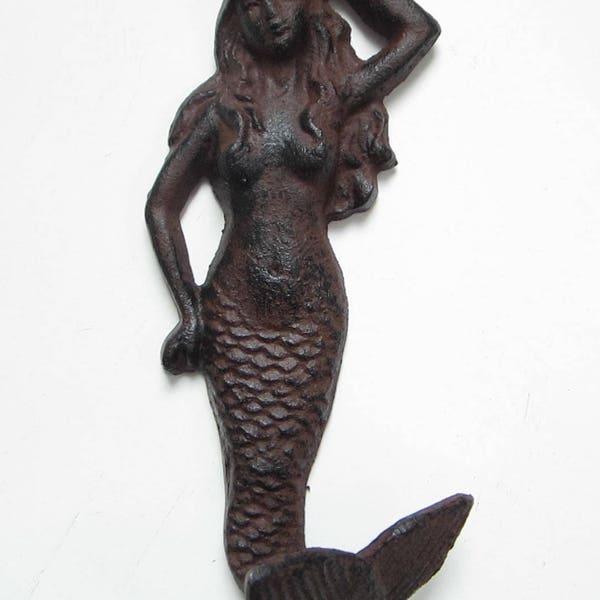 Cast Iron Mermaid Hook-Cast Iron Mermaid Decor-Beach Decor-Nautical Decor-Cast Iron Hook-Wall Hook-Cast Iron Mermaid-Mermaid Wall Hook