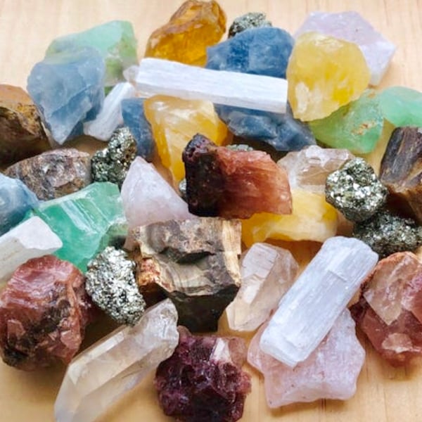 Rough Natural Crystals-Natural Stones-Crystal Mix-Rough Crystals Bulk-Mixed Gemstones-4 oz, 8 oz, 1 lb, 2 lb, 5 lb-Assorted Natural Crystals