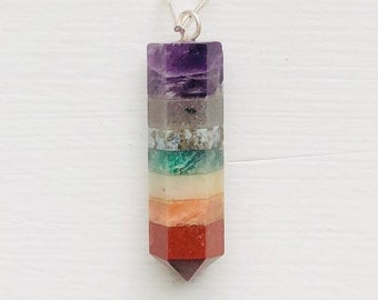 7 Chakra Crystal Pendant: Natural Stone Healing Minerals