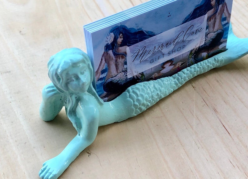 Mermaid Business Card Holder-Business Card Holder-Mermaid Decor-Mermaid Gifts-Beach Home Decor-Unique Gifts-Gifts for Her-Girlfriend Gifts image 4