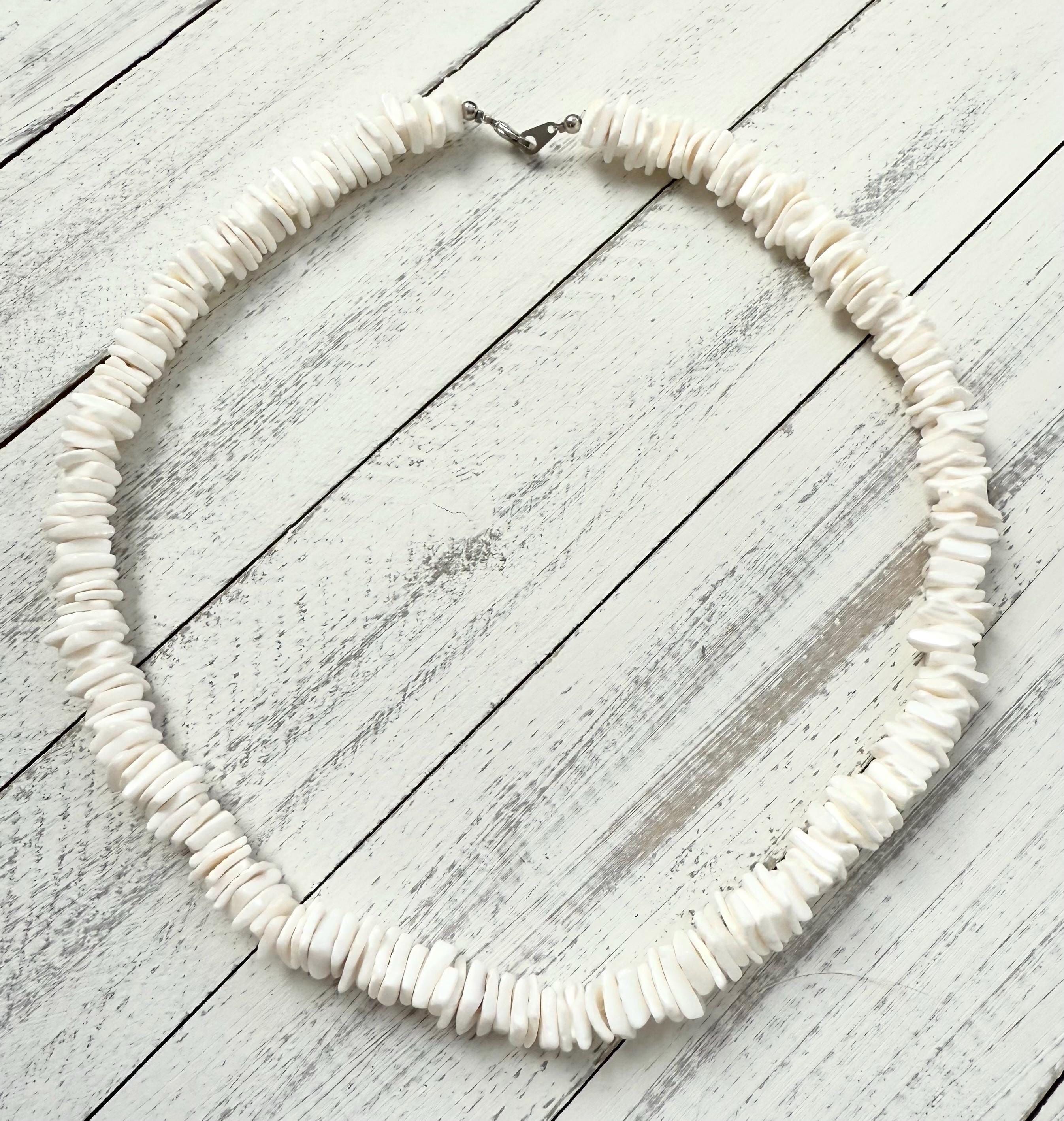 Puka Necklace White Puka Shell Square Cut Chip Necklace