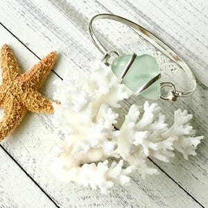 Bracelet-Sea Foam Sea Glass Bracelet-Beach Glass Bangle-Beach Glass Jewelry-Sea Glass Jewelry-Bracelet-Alpaca Silver-Mother’s Day Gift