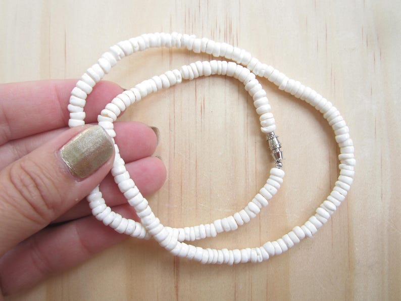 Puka Shell Necklace-White Puka Shell Choker Necklace-Puka Bead Necklace-Jewelry-Beach Jewelry-Sea Shell Jewelry-Sea Shell Necklace-Puka image 3