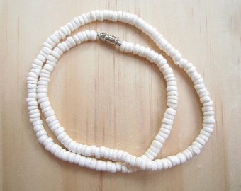 Puka Shell Necklace-White Puka Shell Choker Necklace-Puka Bead Necklace-Jewelry-Beach Jewelry-Sea Shell Jewelry-Sea Shell Necklace-Puka