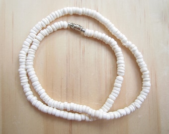 White Puka Shell Necklace-White Puka Shell Choker Necklace-Puka Bead Necklace-Jewelry-Beach Jewelry-Sea Shell Jewelry-Sea Shell Necklace