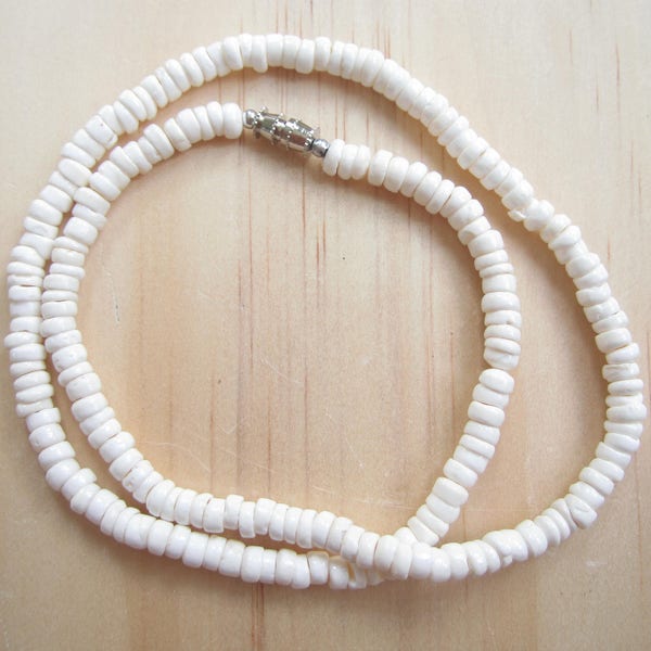 White Puka Shell Necklace: Beach Jewelry Choker
