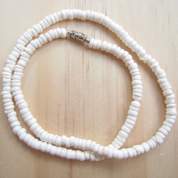 Puka Shell Necklace-White Puka Shell Choker Necklace-Puka Bead Necklace-Jewelry-Beach Jewelry-Sea Shell Jewelry-Sea Shell Necklace-Puka