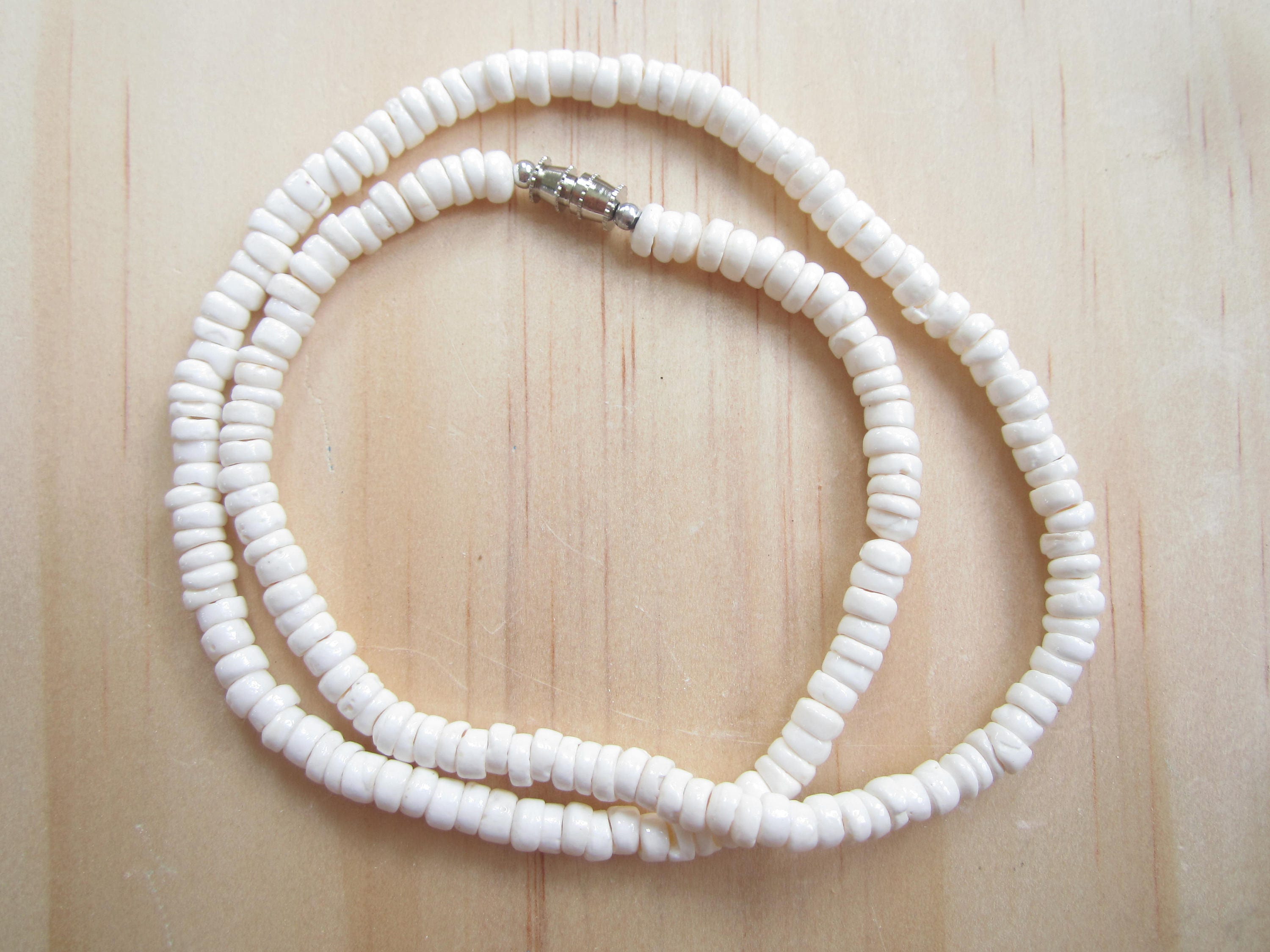 Handmade White Puka Shell Necklace Set for Summer – The Puka Shell Store