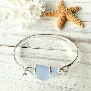 Sea Glass Bracelet-Beach Glass Bangle-Beach Glass Bracelet-Beach Glass Jewelry-Sea Glass Jewelry-Bracelet Bangle-Gifts for her-Boho Jewerly