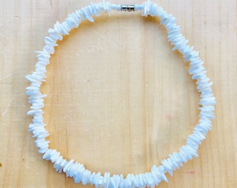 Puka Necklace White Puka Shell Square Cut Chip Necklace Choker White Puka Shell Surfer Choker White Shell Chip Choker Puka Necklace Puka