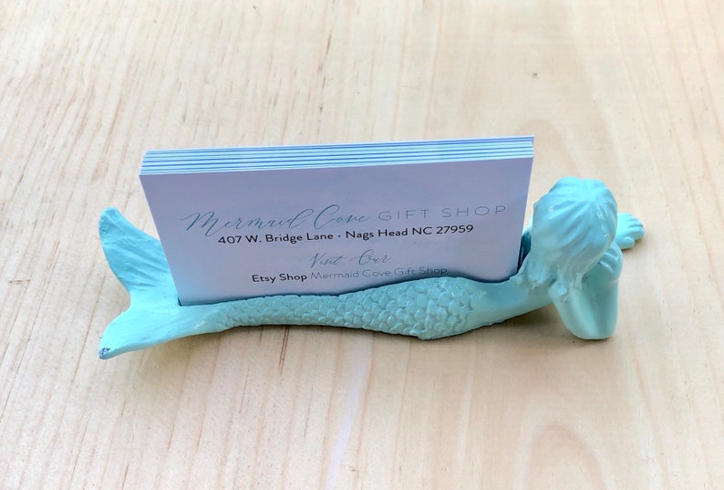 Mermaid Business Card Holder-Business Card Holder-Mermaid Decor-Mermaid Gifts-Beach Home Decor-Unique Gifts-Gifts for Her-Girlfriend Gifts image 2