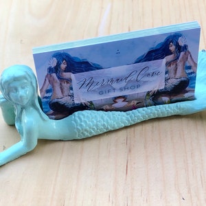 Mermaid Business Card Holder-Business Card Holder-Mermaid Decor-Mermaid Gifts-Beach Home Decor-Unique Gifts-Gifts for Her-Girlfriend Gifts image 1