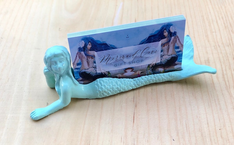 Mermaid Business Card Holder-Business Card Holder-Mermaid Decor-Mermaid Gifts-Beach Home Decor-Unique Gifts-Gifts for Her-Girlfriend Gifts image 1
