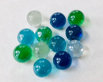 Marbles-Lot of 4-Approximately 15-16mm-Tiny Glass Marbles-Aqua Marbles-Green Marbles-Clear Marbles-Saphire Blue Marbles-Assorted Marbles