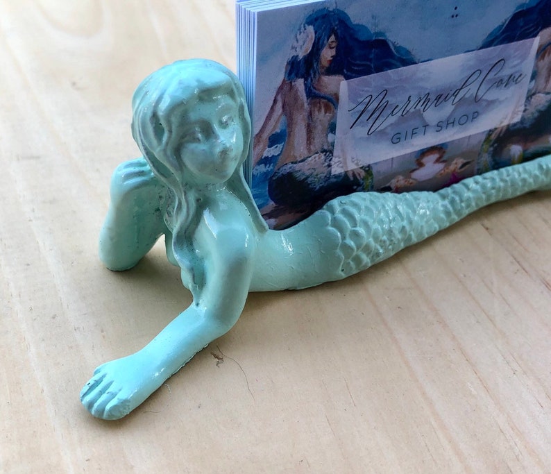 Mermaid Business Card Holder-Business Card Holder-Mermaid Decor-Mermaid Gifts-Beach Home Decor-Unique Gifts-Gifts for Her-Girlfriend Gifts image 3