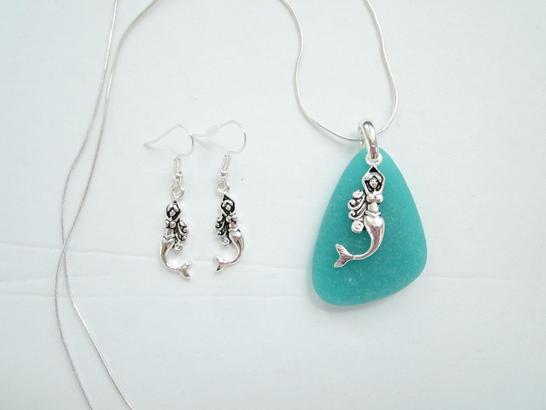 Resin Sea Glass Mermaid Necklace and Earrings Setmermaid Etsy