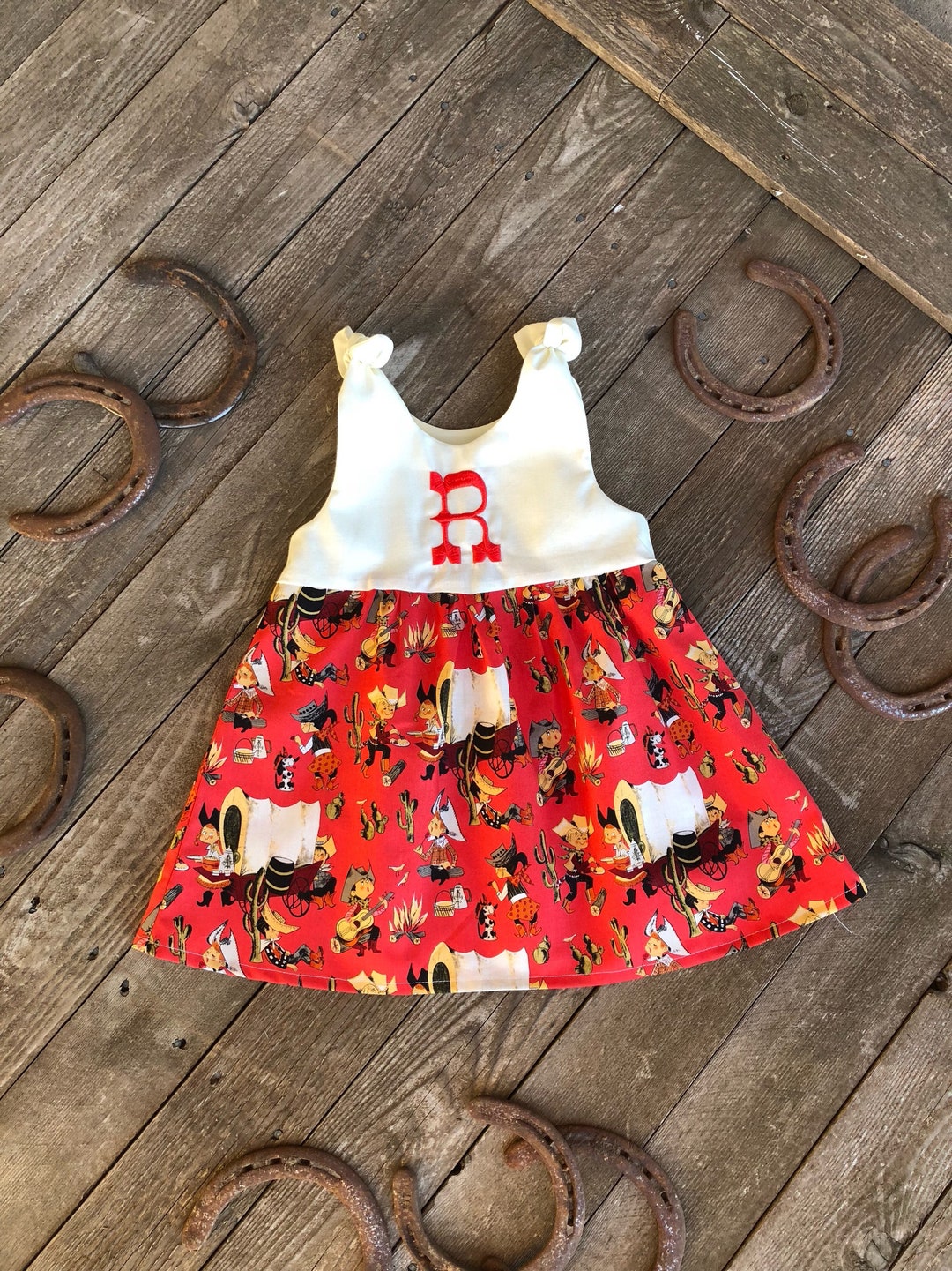 Chuckwagon Monogrammed Dress Western Dress Baby Shower Gift Etsy