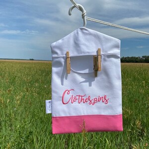 Pink Clothespin Holder, Peg Bag, Clothespin Bag, Laundry Accessory, Clothespin Storage