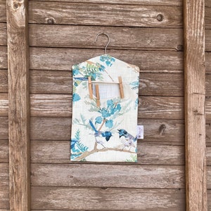 Blue Bird Clothespin Holder, Peg Bag, Clothespin Bag, Laundry Accessory, Clothespin Storage