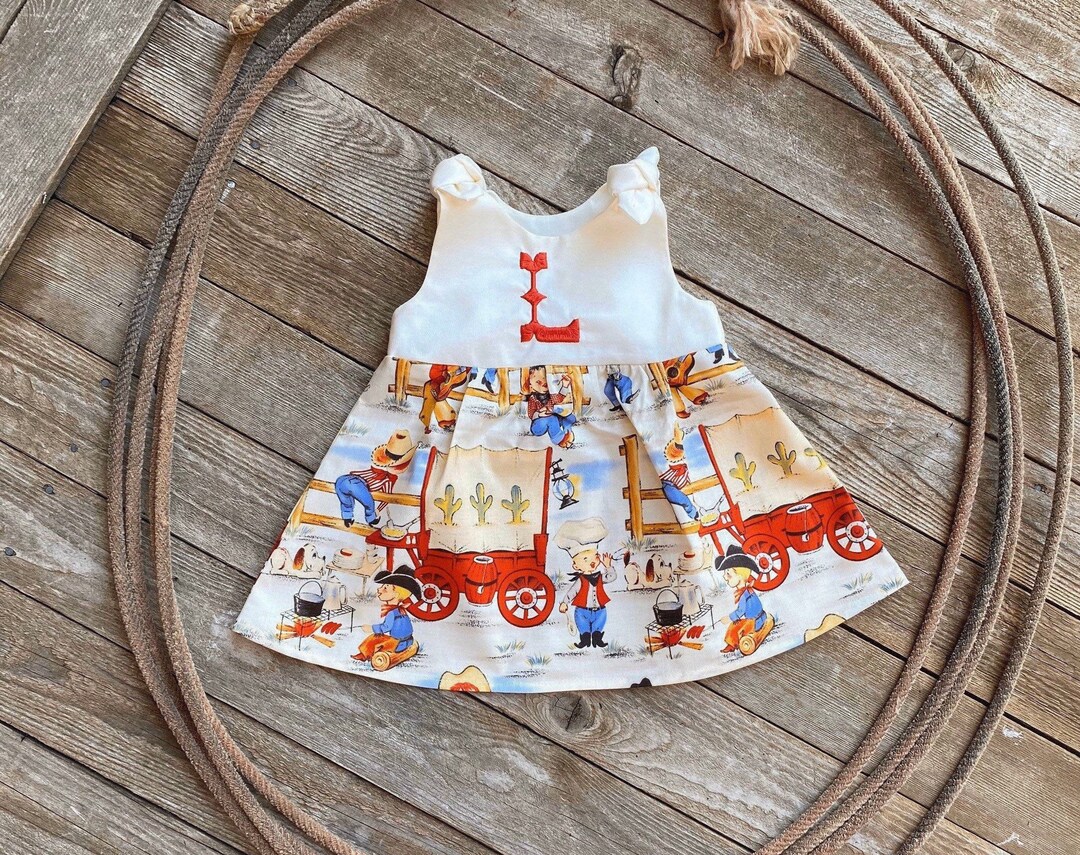 Baby Rodeo Monogrammed Dress, Western Dress, Baby Shower Gift, Cowgirl