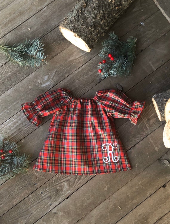 newborn plaid christmas dress Iris Beige Plaid Baby Girl Christmas Dress 6-24 Months 6-9 ay main image 0