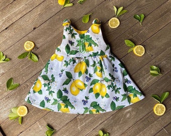 Lemon Dress, Monogrammed Birthday Dress, Baby Shower Gift, Picture Outfit