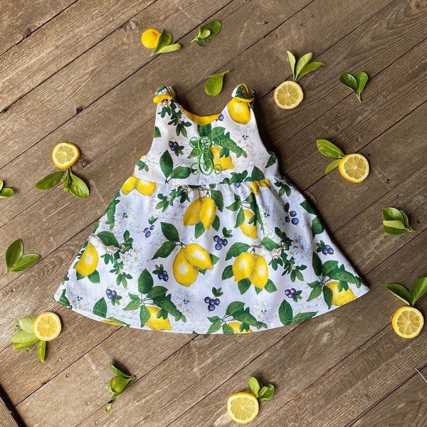 Lemon Dress, Monogrammed Birthday Dress, Baby Shower Gift, Picture Outfit