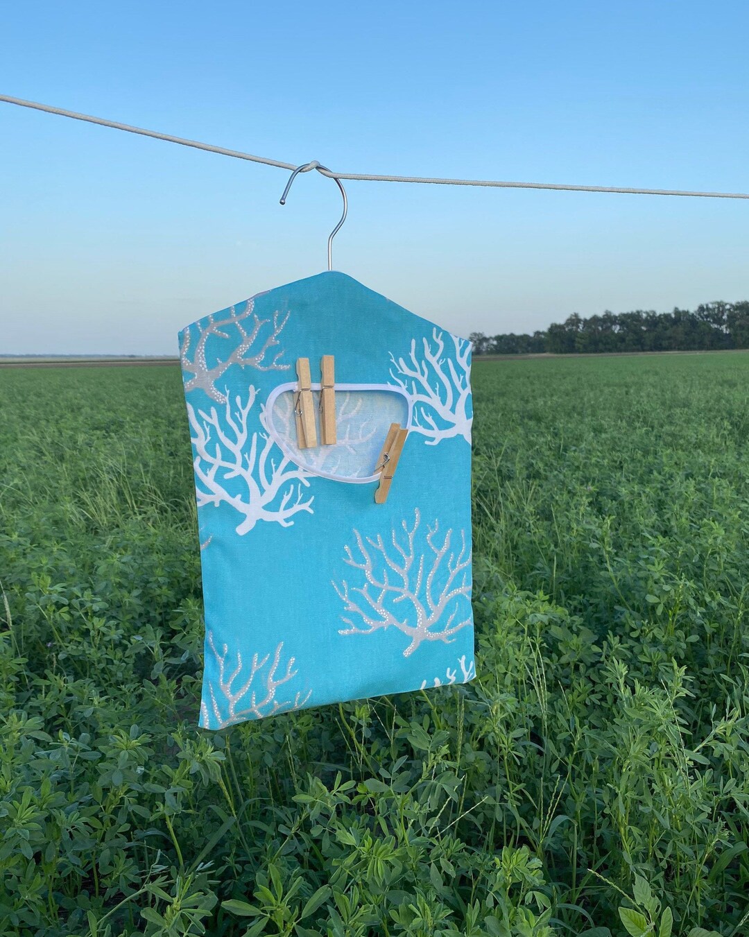 Beach Laundry, Canvas Clothespin Bag, Clothespin Holder, Chevron