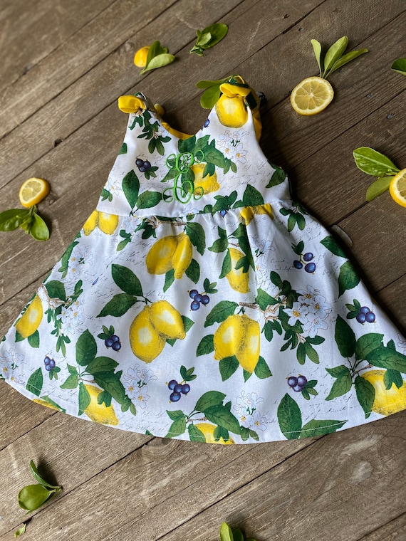 Lemon Dress, Monogrammed Birthday Dress, Baby Shower Gift, Picture Outfit