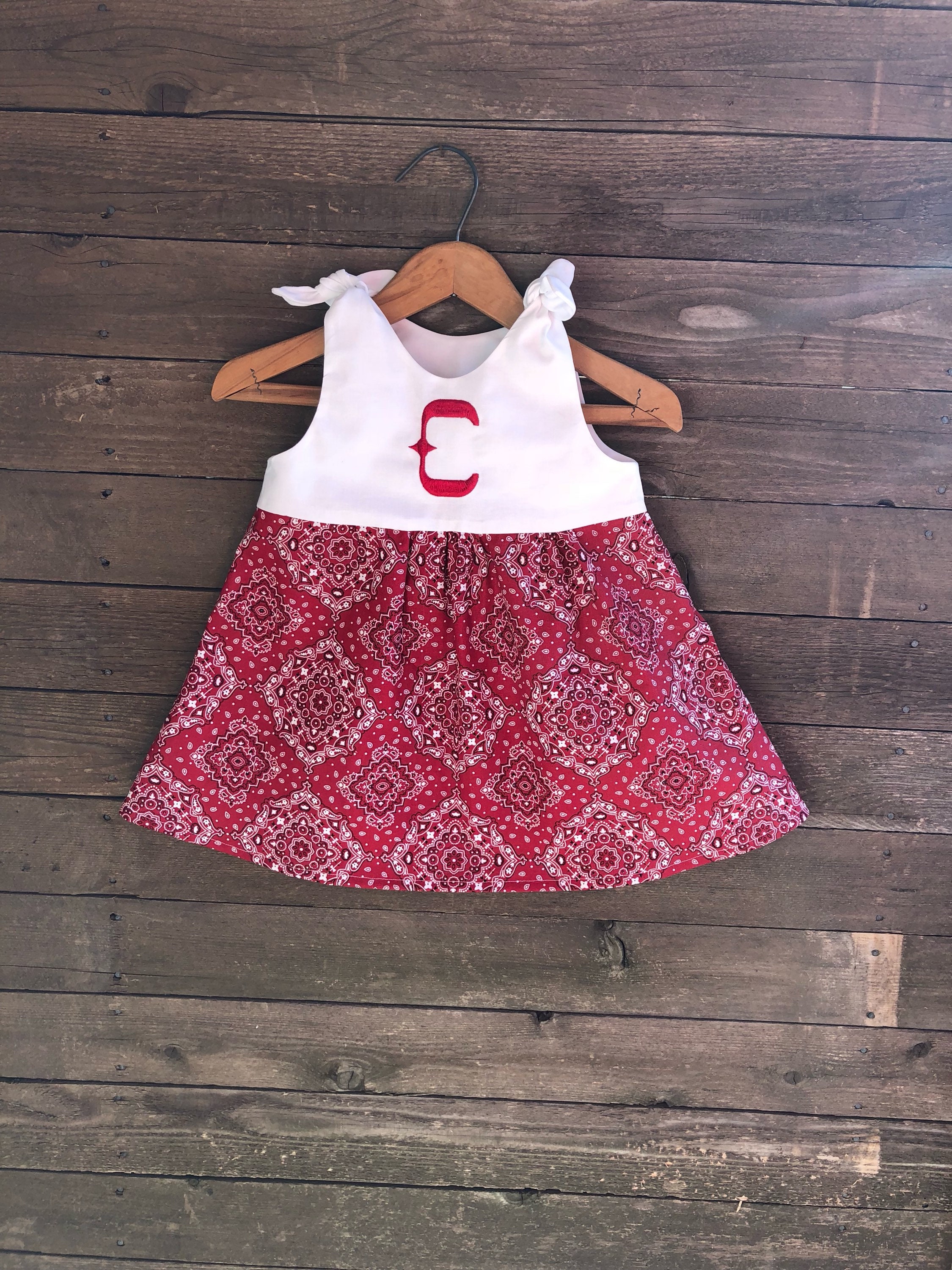 Red Cowgirl Monogrammed Dress Western Bandana Dress Baby | Etsy